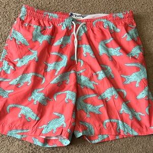 Trunks Men's Coral and Mint Alligator Swim Trunks